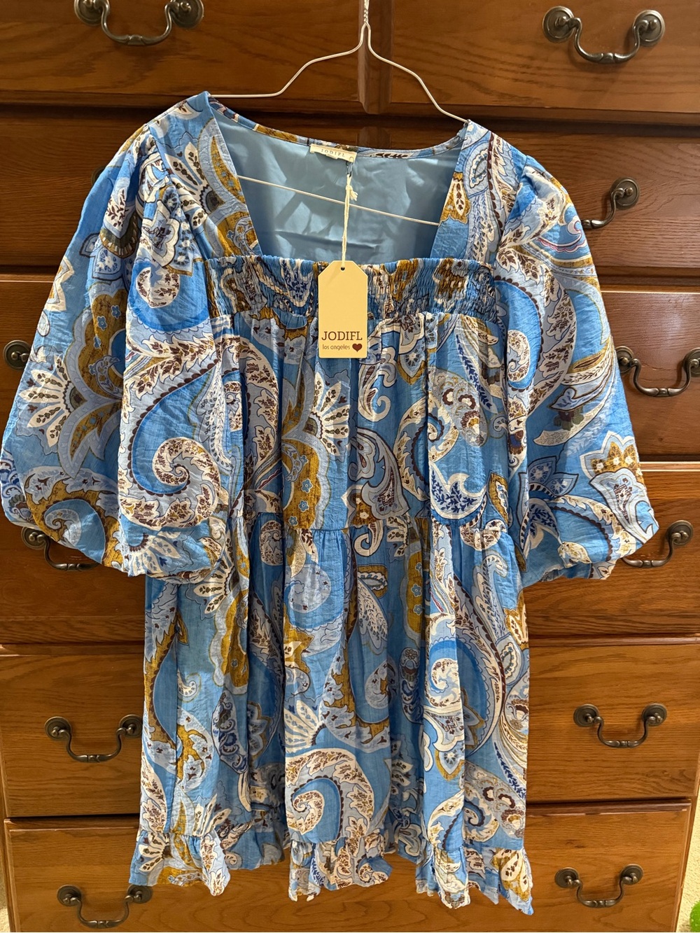 JODIFL Blue Paisley dress NWT